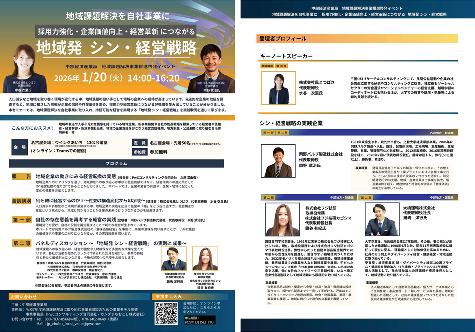 地域課題解決を自社事業に　採用力強化・企業価値向上・経営革新につながる 地域発 シン・経営戦略