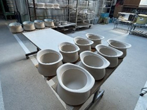 釉薬塗布前のポット