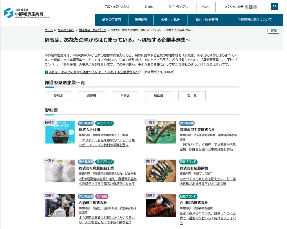 挑戦は、あなたの隣からはじまっている。～挑戦する企業事例集～